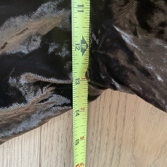 VTG Brown Crushed Velvet Pants L Pull On Wide Leg Elastic Waist Lounge 90s Y2K - Picture 6 of 8